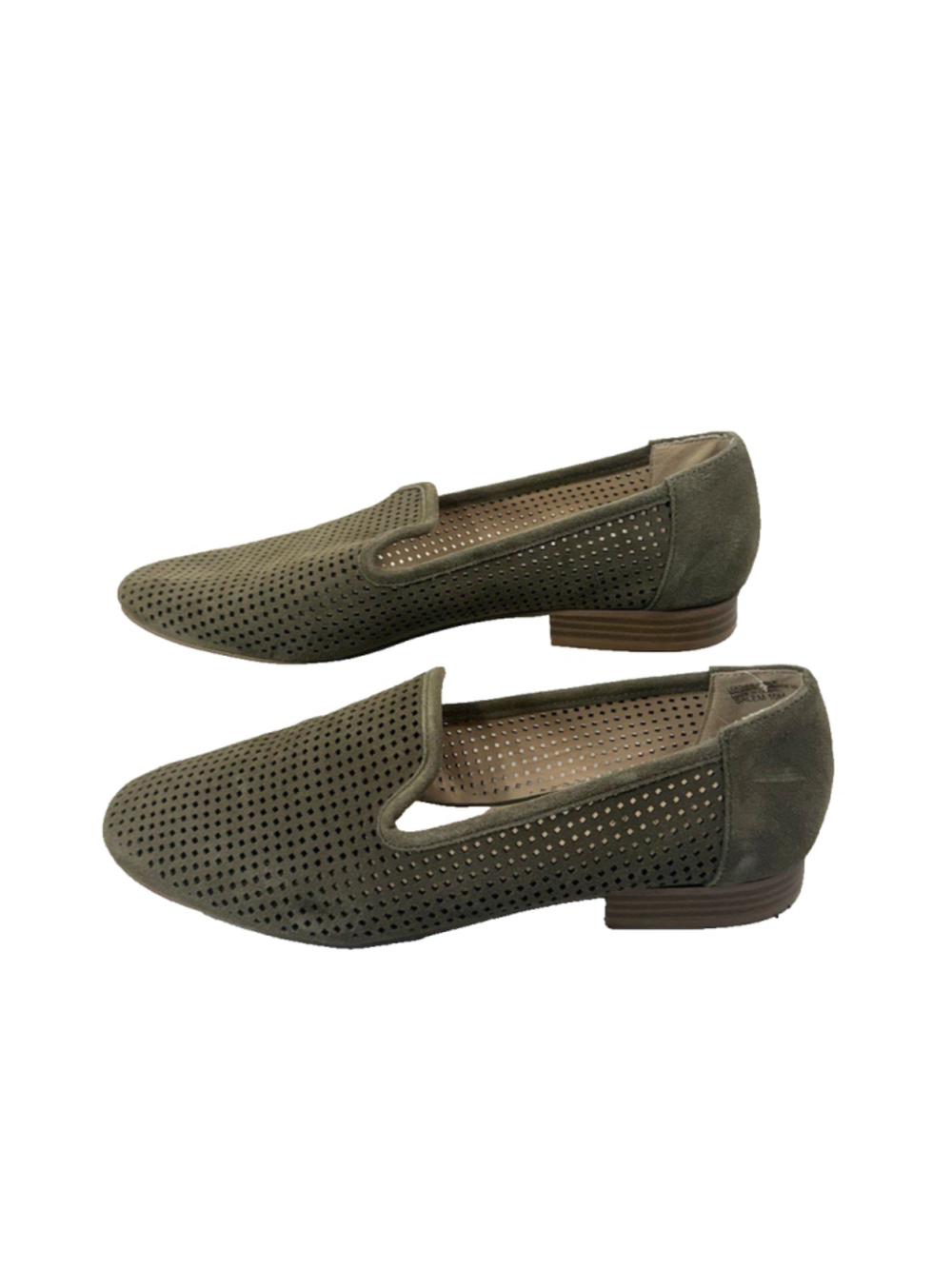 VIOLET & RED Salem Perforated Suede Loafer Flat Size 10 M Olive Green